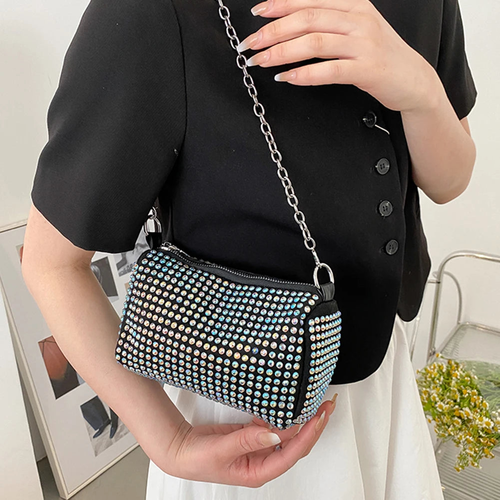 Rhinestone Shoulder Messenger Bag Diamond Handbag Women Business Travel