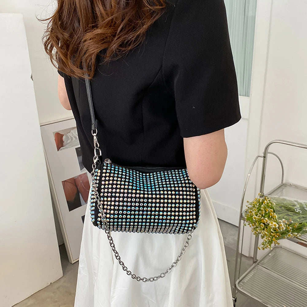 Rhinestone Shoulder Messenger Bag Diamond Handbag Women Business Travel