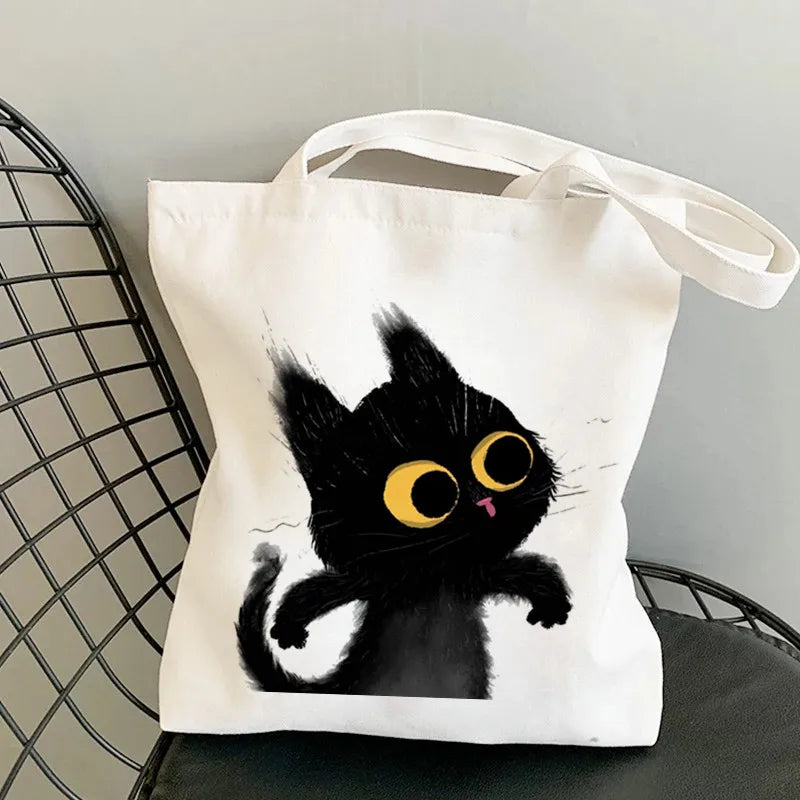 Cats Print Harajuku Bag Large-capacity Canvas Vintage Cartoon Ulzzang Ins Sweet
