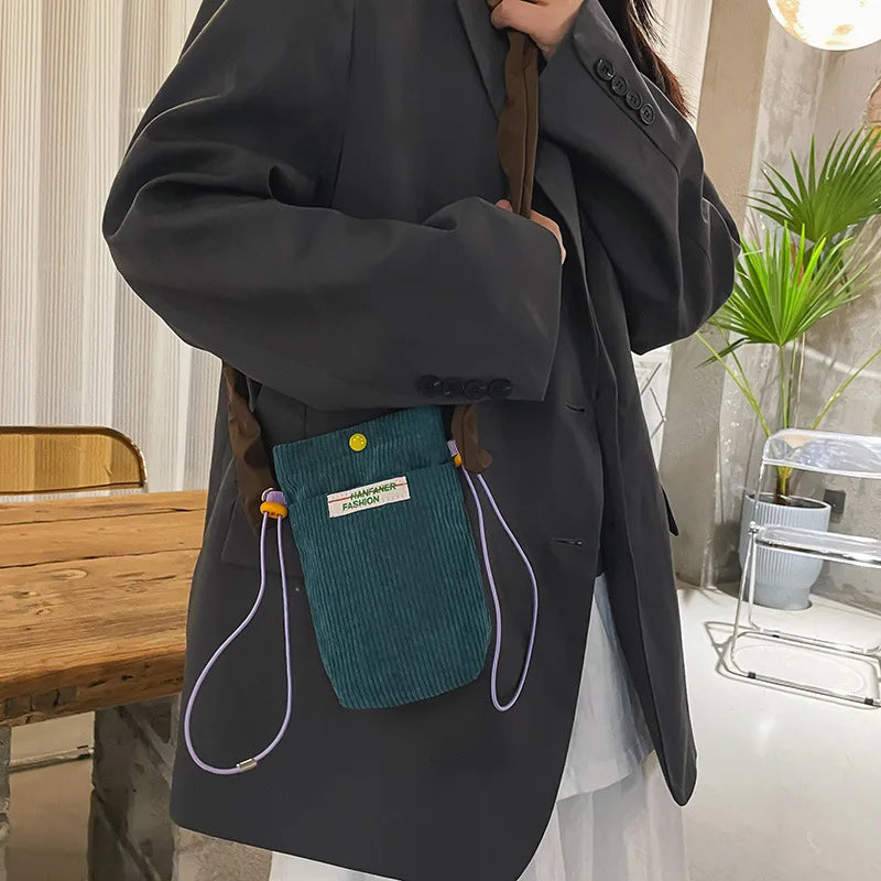Corduroy Shoulder Tote Bag Mini Handbag for Girl