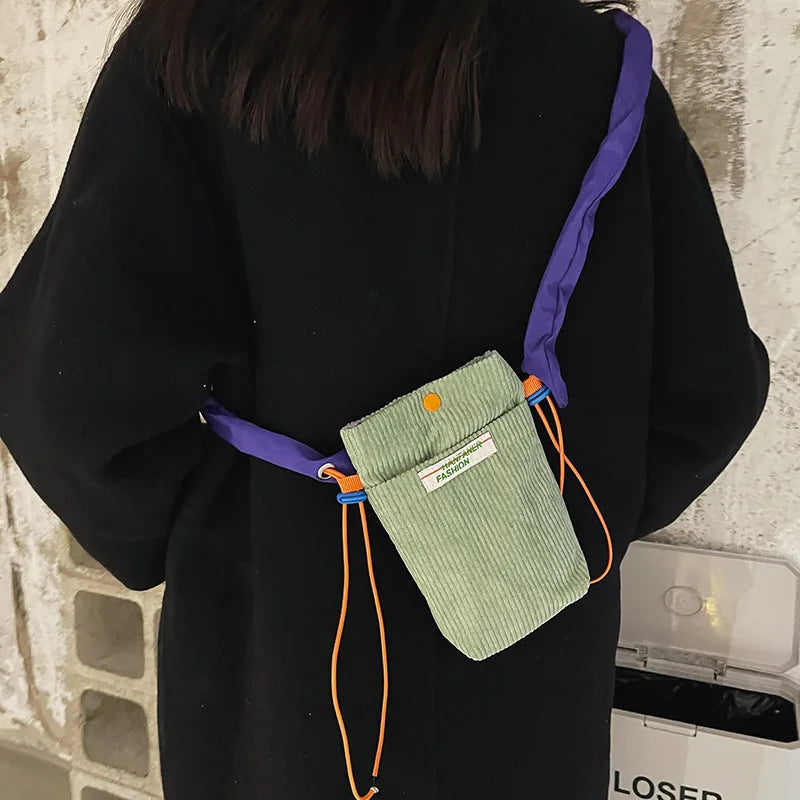 Corduroy Shoulder Tote Bag Mini Handbag for Girl