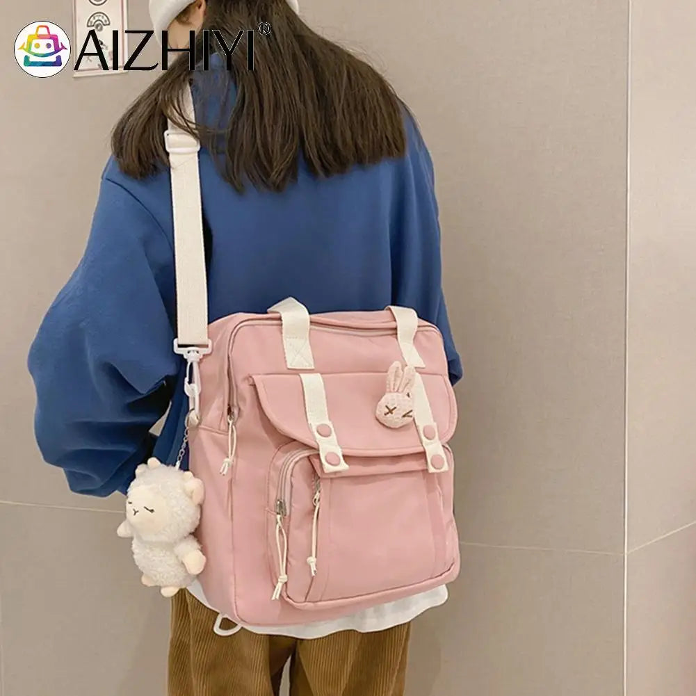 Nylon Shoulder Backpack Schoolbag Multi-function Travel Totes Bags