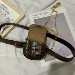 Leopard Print Mini Fanny Pack Chain Messenger Bag