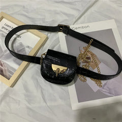 Leopard Print Mini Fanny Pack Chain Messenger Bag