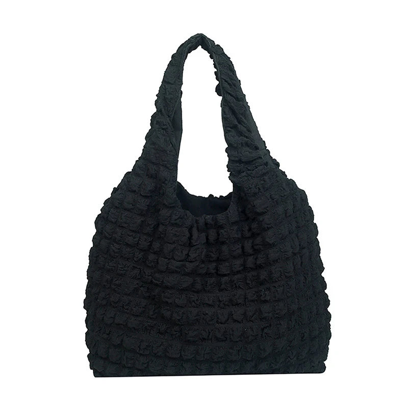 Plaid Shoulder Bag with Cloud Bubble Flower Design