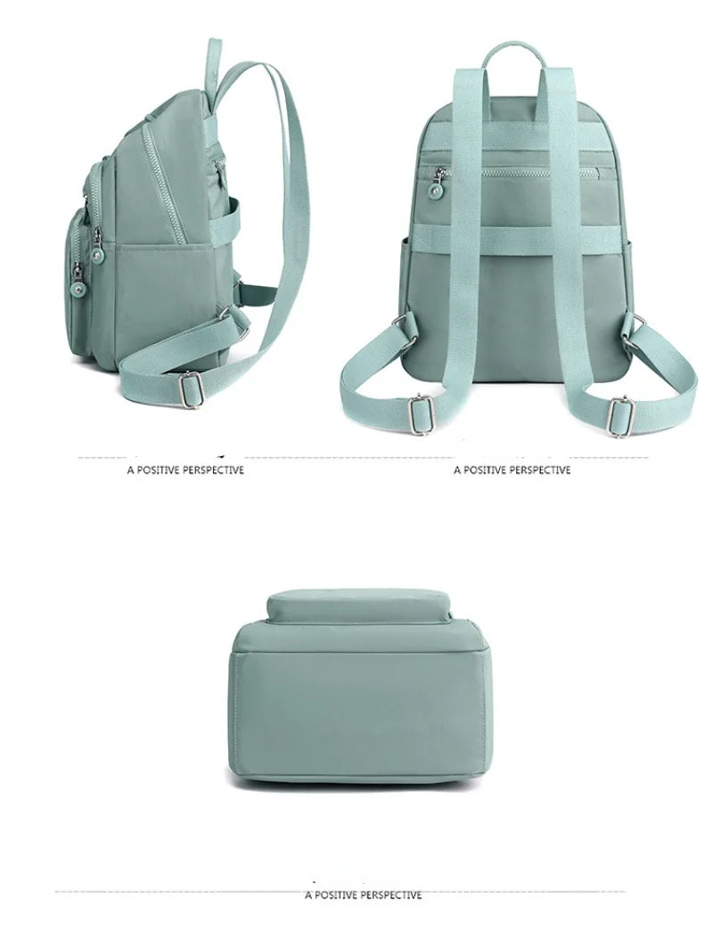 Solid Women's Backpack Large Capacity Nylon Cloth Girls Schoolbag