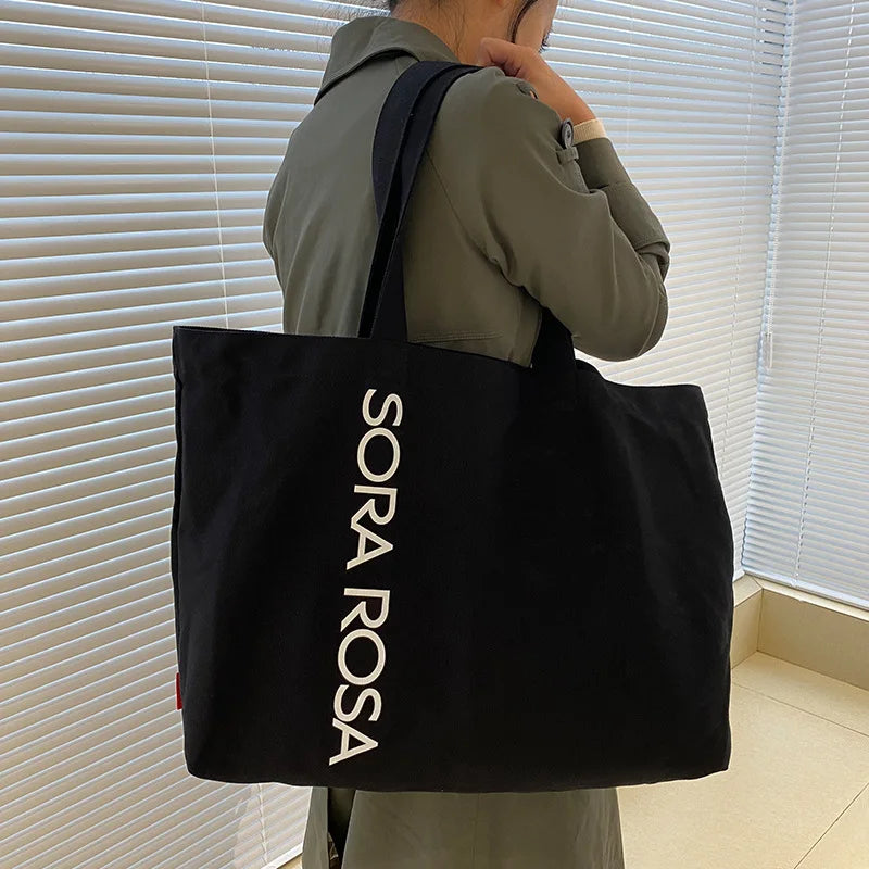 Large-Capacity One-Shoulder Women's Bag Solid Japanese Canvas Bag