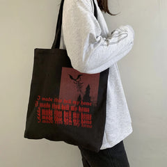 Dark Canvas Gothic Shopper Bag Harajuku Shoulder Handbag