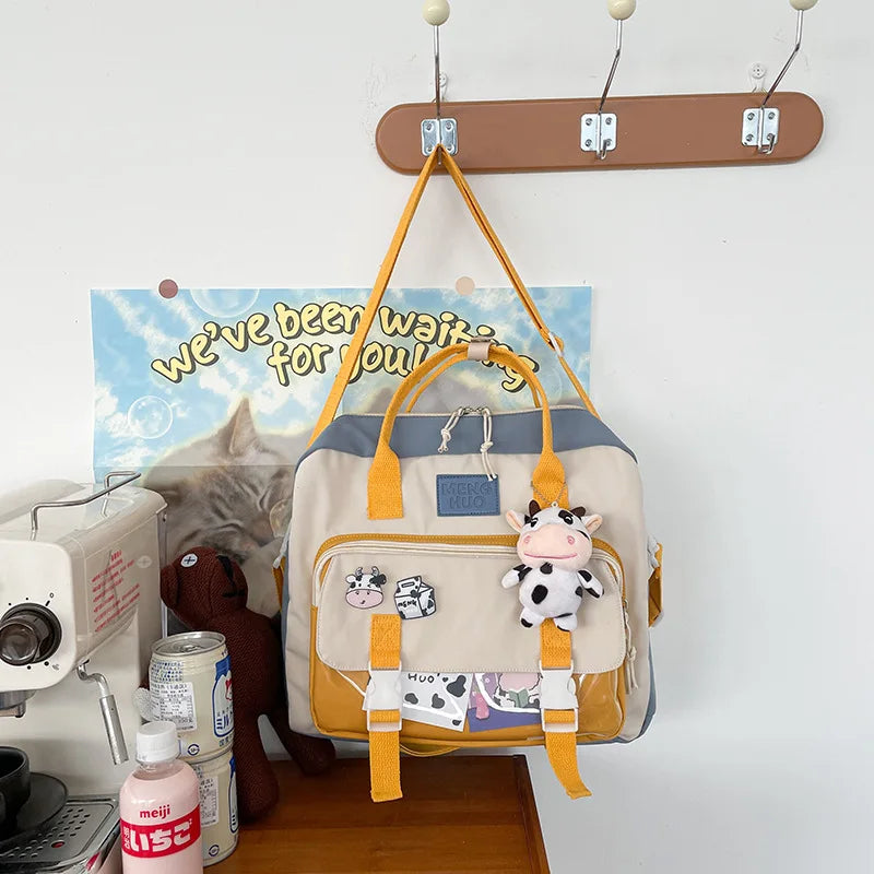 Multifunctional Backpack Teen Girl Cow Travel Bag Small School Bags