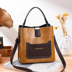 PU Leather Bucket Bags For Women Small Shoulder Messenger Bag