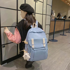 Preppy Style Large Capacity Nylon Backpack