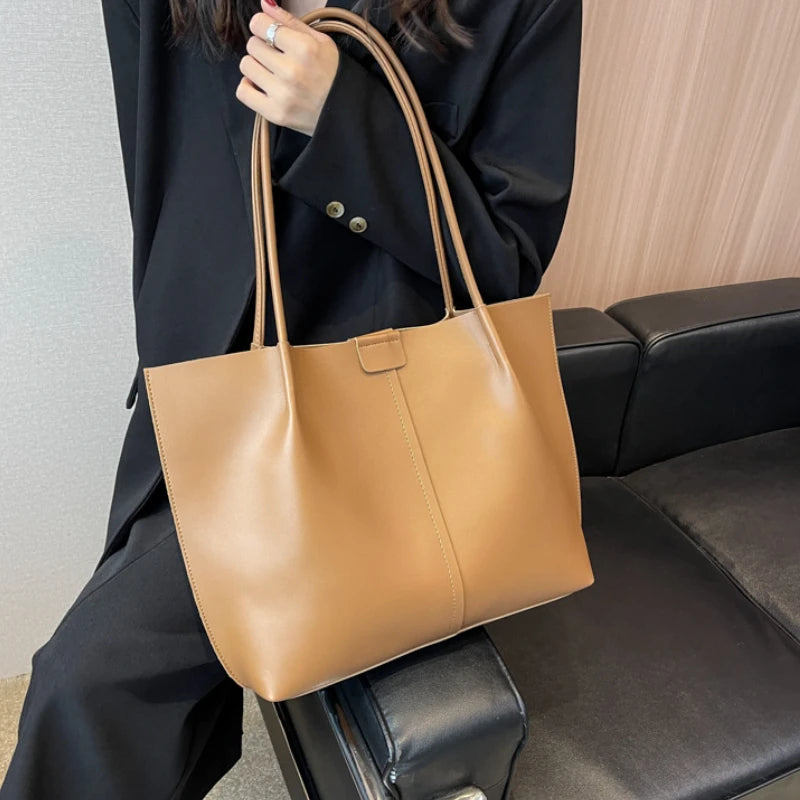PU Leather Shoulder Bag for Women Tote Shopping Large Handbag