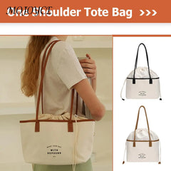 Canvas Tote Ladies Drawstring Shopping Bag Purse for Women