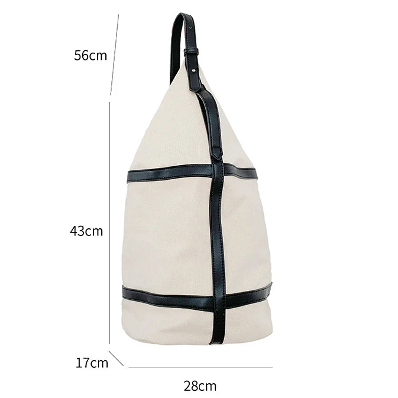Canvas Shoulder Bag Solid High-capacity Bucket Bags