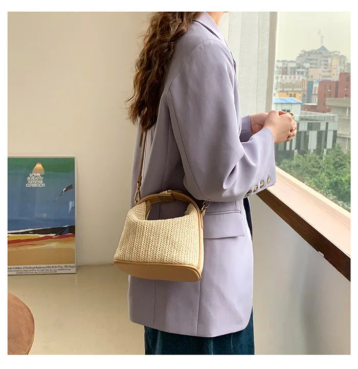 Straw Handbag for Women Shoulder Bags Small Bohemian Woven Beach Bags