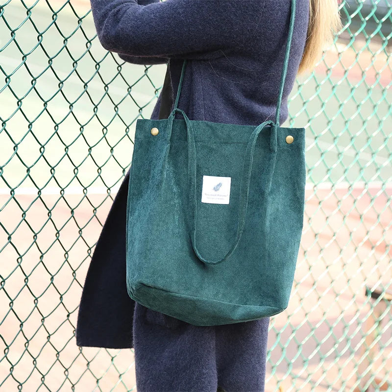 Corduroy Women's Canvas Shoulder Tote Bag