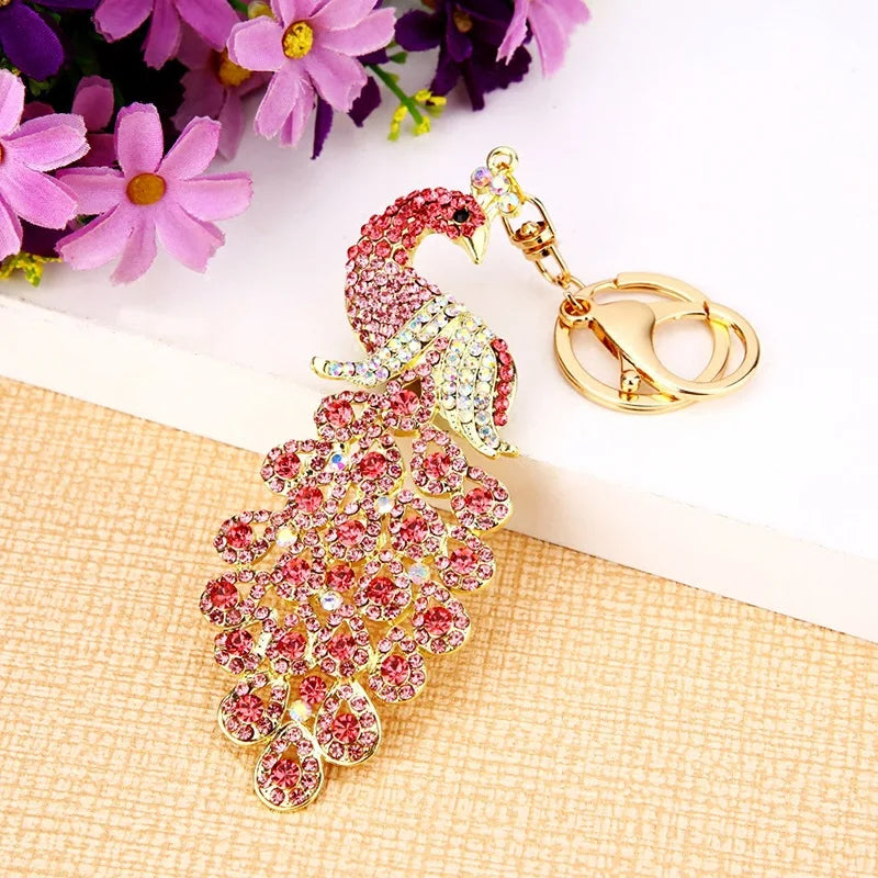 Rhinestone Peacock Key Ring Women's Bag Pendant