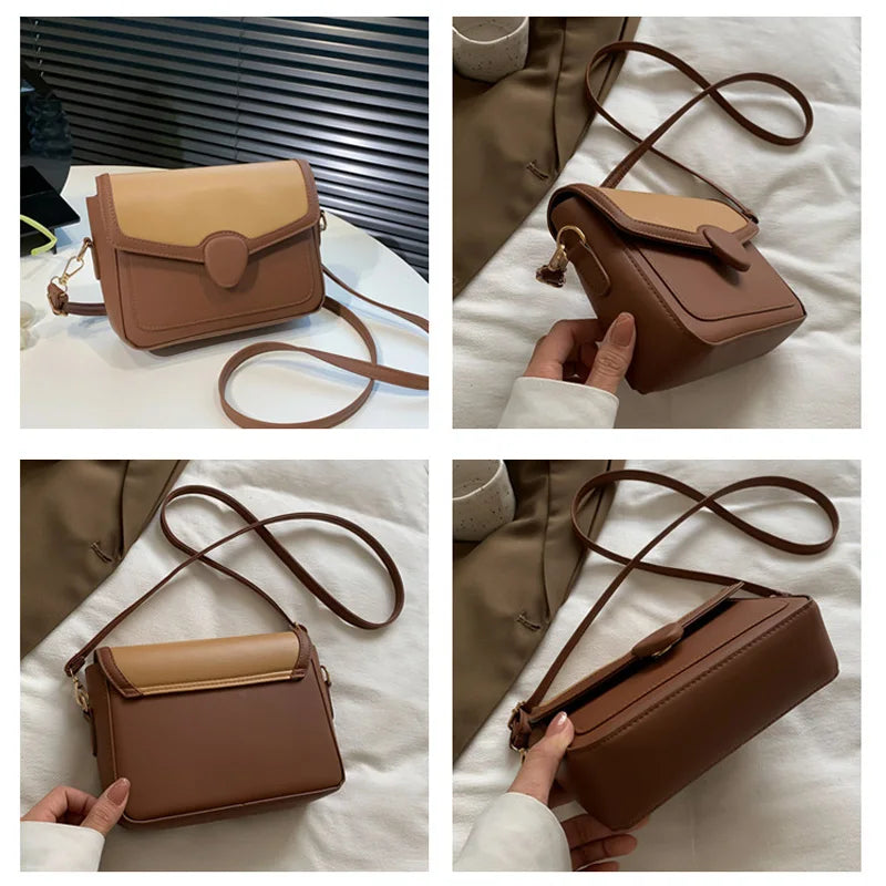 Square Crossbody Bag Pu Leather Small Handbag