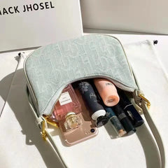 Lady Denim Underarm Bag Leather Handle Monogram Shoulder Bag