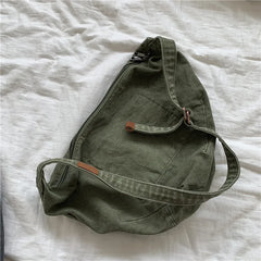 Canvas Shoulder Bag Distressed Zipper Messenger
