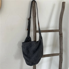 Canvas Shoulder Bag Distressed Zipper Messenger