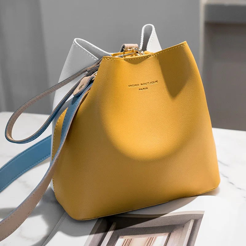 Women's Bucket Shoulder Bag Solid Single Strap Cross-Body Bag