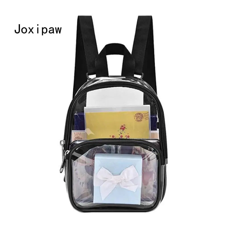Women's Transparent PVC Backpack Waterproof Outdoor School Bag