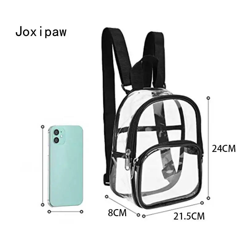Women's Transparent PVC Backpack Waterproof Outdoor School Bag