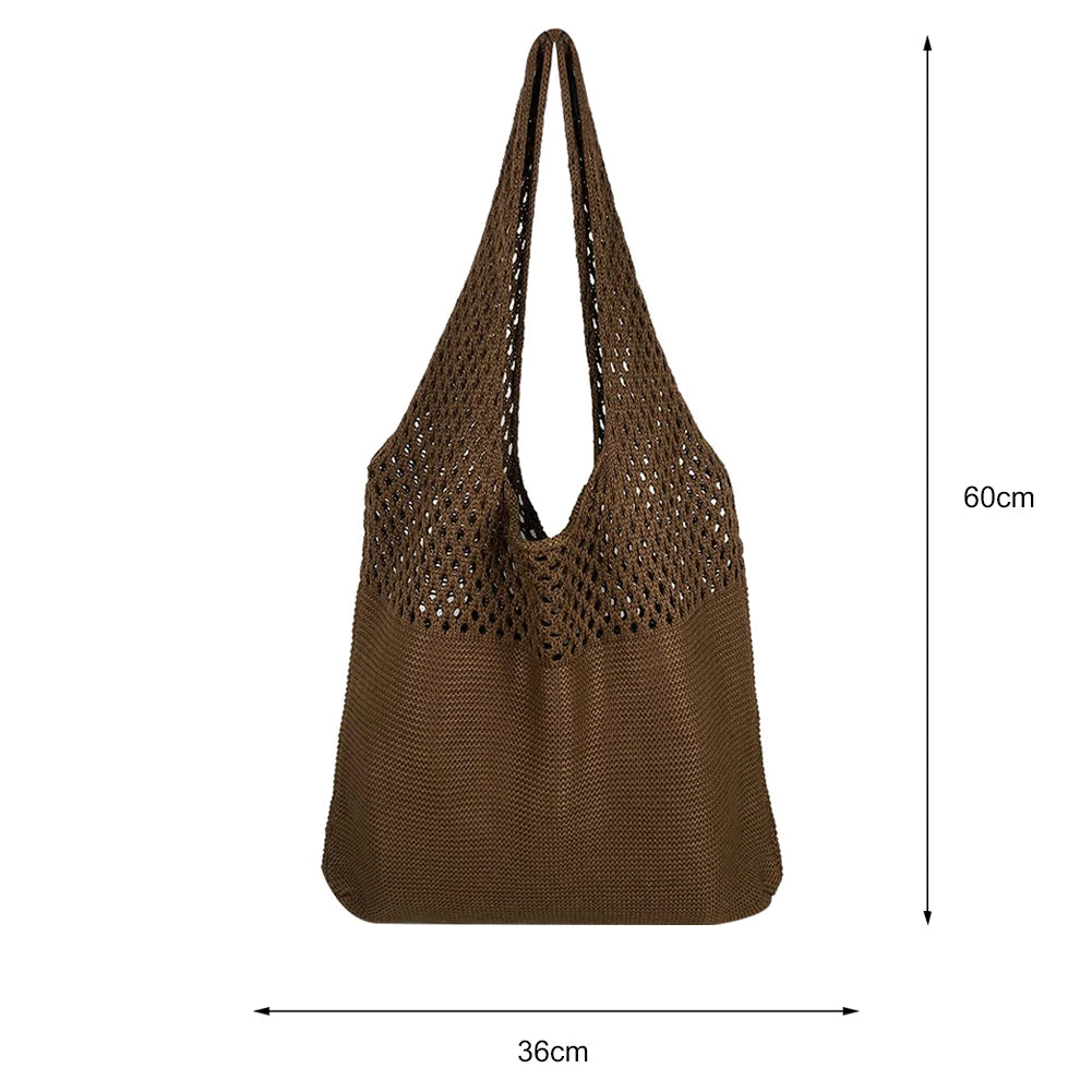 Vintage Hollow Woven Women Shoulder Bags Knitting Large Capacity Handbags