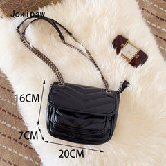 Vintage PU Leather Crossbody Bag for Women Girl Chain Shoulder Bag