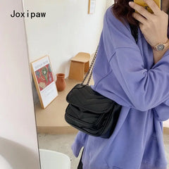 Vintage PU Leather Crossbody Bag for Women Girl Chain Shoulder Bag
