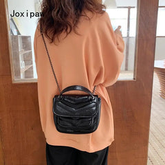 Vintage PU Leather Crossbody Bag for Women Girl Chain Shoulder Bag