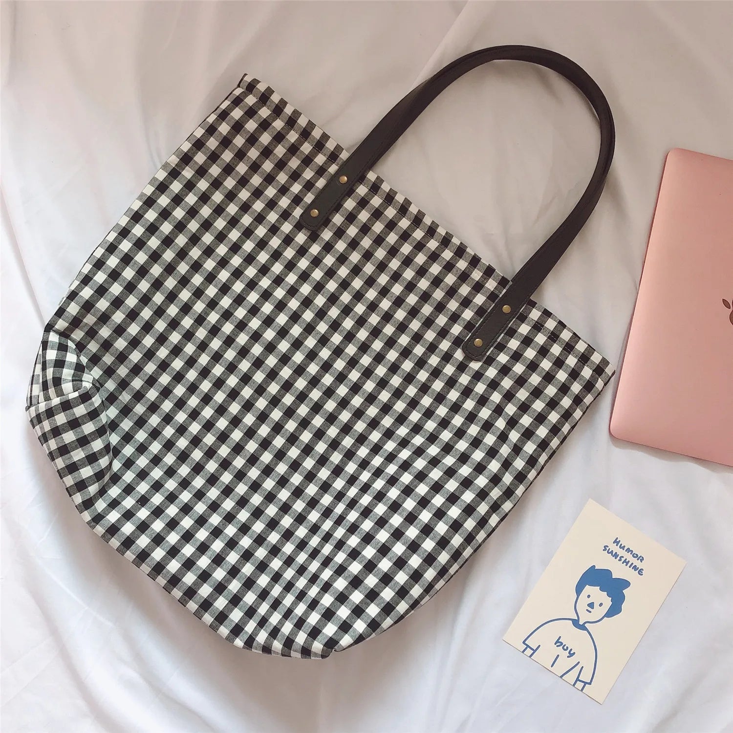 Vintage Plaid Women Large Capacity Tote Bag