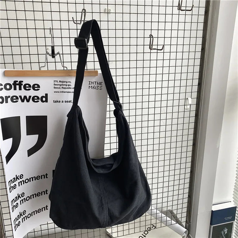 Vintage Canvas Shoulder Bag for Women Casual Crossbody Bags Female