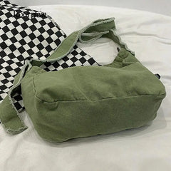 Vintage Canvas Shoulder Bag for Women Casual Crossbody Handbag