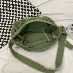 Vintage Canvas Shoulder Bag for Women Casual Crossbody Handbag