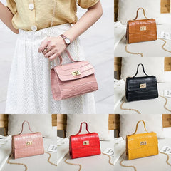 Crocodile Pattern Sling Bag Crossbody Chain Shoulder Messenger Commute Small