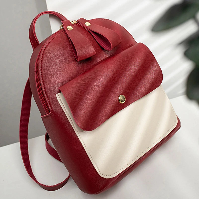 Women's Double Pull Bump Small Backpack Mini Backpack