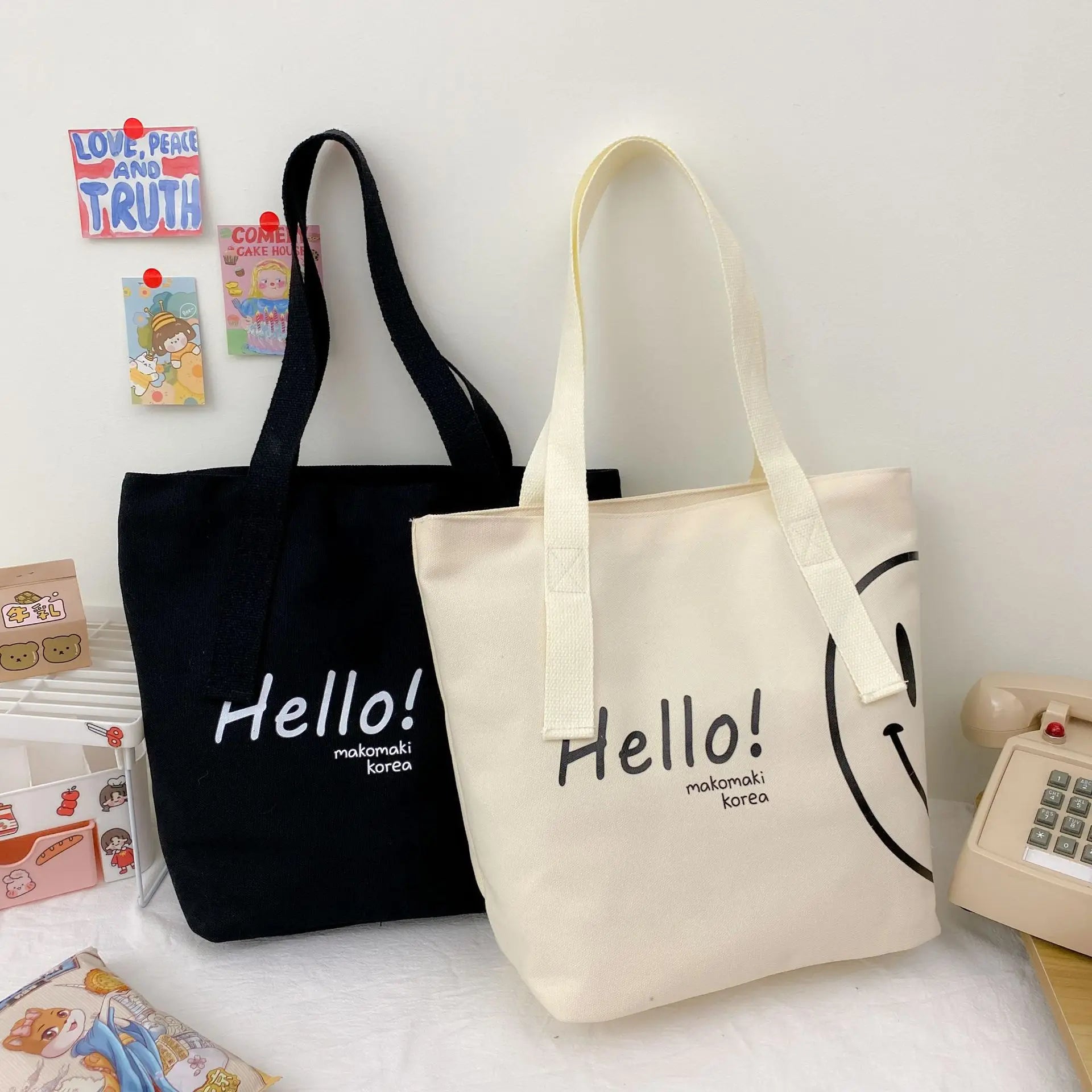 Thickened Canvas Shoulder Bag for Female Students