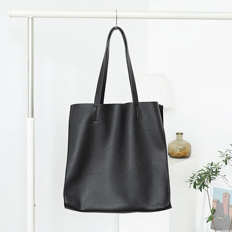Litchi Pattern Tote Bag, Large Capacity Handbag, Single Shoulder Bag