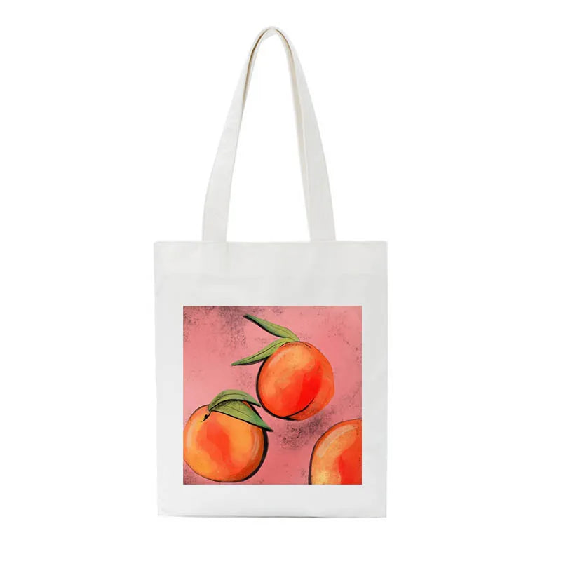 Peach Print Harajuku Bag Large-Capacity Canvas Vintage Cartoon Ulzzang