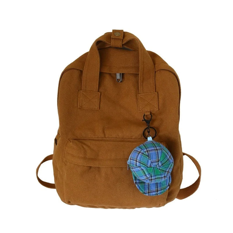 Retro Women Backpack Solid School Bag For Teenage Girl Children Backpacks