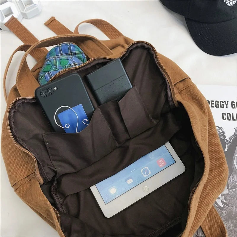 Retro Women Backpack Solid School Bag For Teenage Girl Children Backpacks