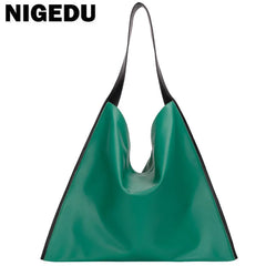 Panelled Shoulder Bag Wide Strap Handbag