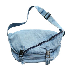 Women's Retro Washed Denim Bag Large Capacity Shoulder Messenger