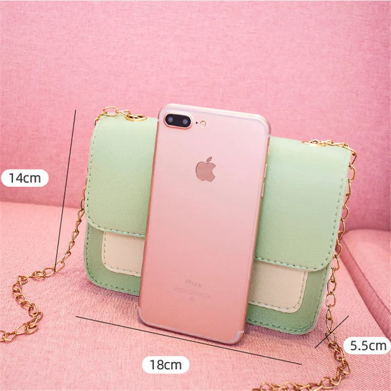 Women Chain Small Bag Female Patchwork Small Square Bag Girl Shoulder Bag