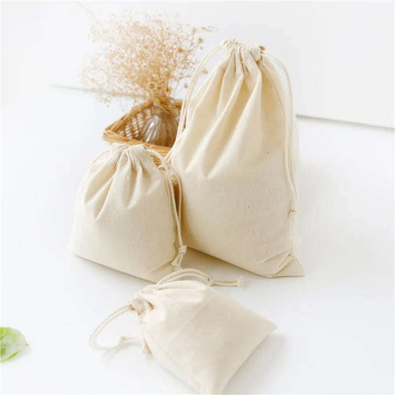 Large Cotton Drawstring Bag Travel Storage Pouch Shopping Bag