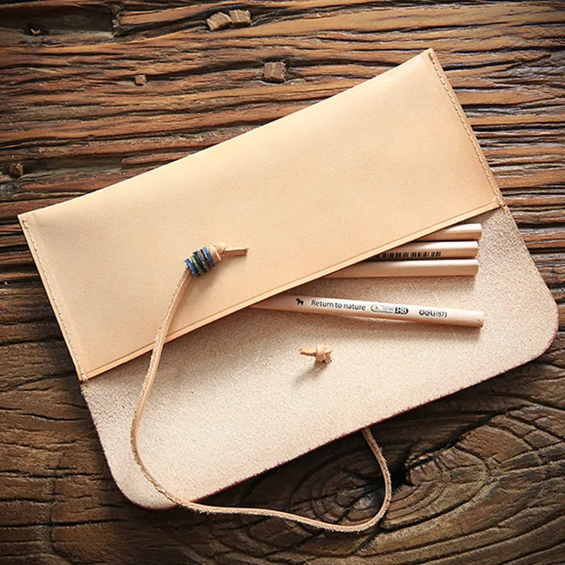 Leather Long Wallet Clutch Bag Fountain Pencil Bag