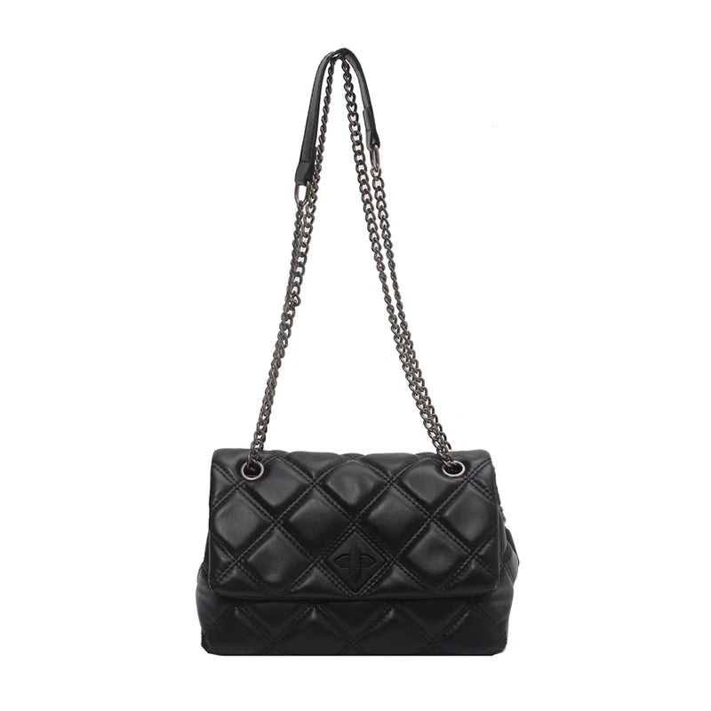 Quilted Chain Shoulder Crossbody Bag for Women Small PU Lock Bag