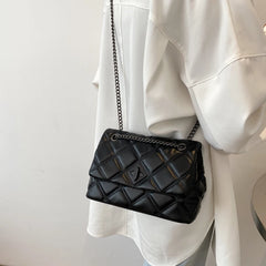 Quilted Chain Shoulder Crossbody Bag for Women Small PU Lock Bag